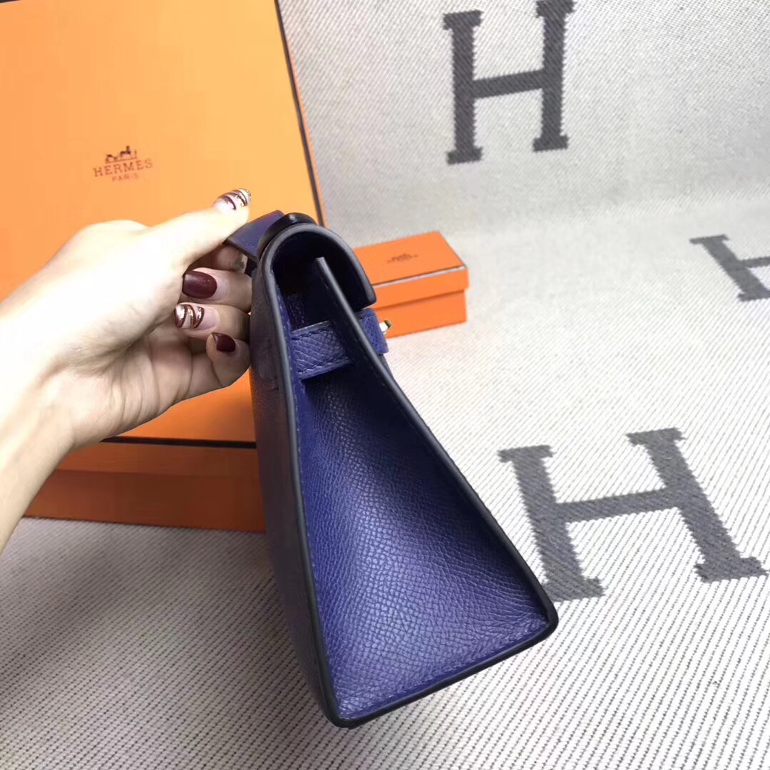 에르메스 미니 켈리백22 사파이어블루 금장 앱송